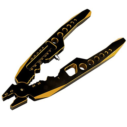 Aluminum RC Shocks Pliers Rod Ball Clamp Multi-Function & Small Cross Wrench RC Tools for 1/8 1/10 RC Car Crawler Truck Off Road Buggy Models (Black&Glod)