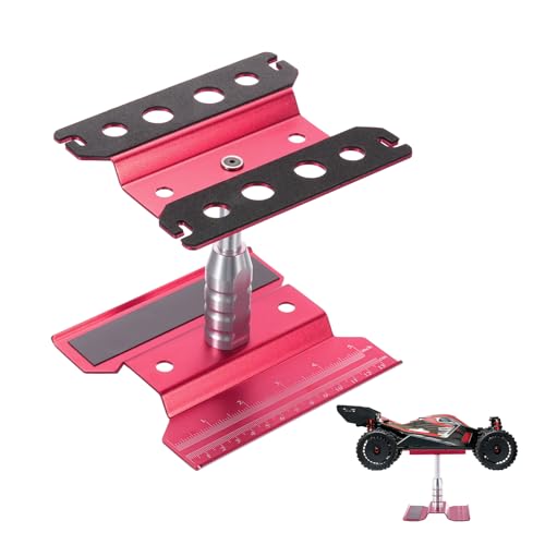 MECCANIXITY 1 Set RC Car Work Stand Lift Lower Aluminum Repair Workstation 360 Degree Rotation with Wine Red Screw Tray and Screw Box for 1/8 1/10 1/16 Scale RC Car Crawler Vehicle (Wine Red) - color: Wine Red