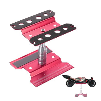 MECCANIXITY 1 Set RC Car Work Stand Lift Lower Aluminum Repair Workstation 360 Degree Rotation with Wine Red Screw Tray and Screw Box for 1/8 1/10 1/16 Scale RC Car Crawler Vehicle (Wine Red) - color: Wine Red