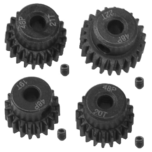 Steel 48 Pitch Pinion Gear Set 3.175mm Shaft 19T 20T 21T 22T Motor Gears Compatible with Tamiya Kyosho RedCat Losi Axial Traxxas 1/10 RC Car