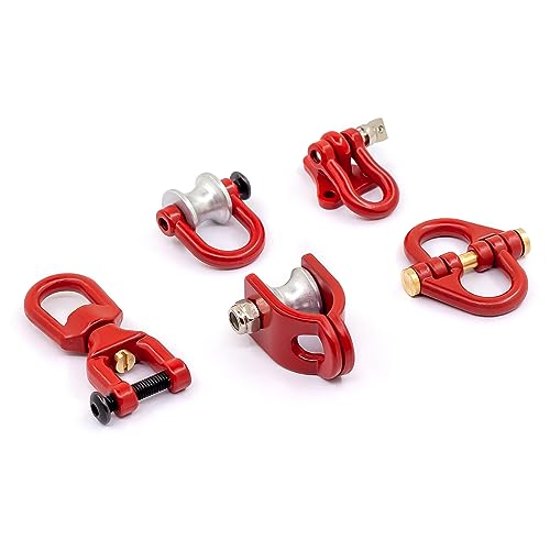 Metal Bumper Trailer Hooks Rescue Tow Shackles Set RC Parts for TRAXXAS TRX4 Axial SCX10 D90 1/10 RC Crawler Car (Red)
