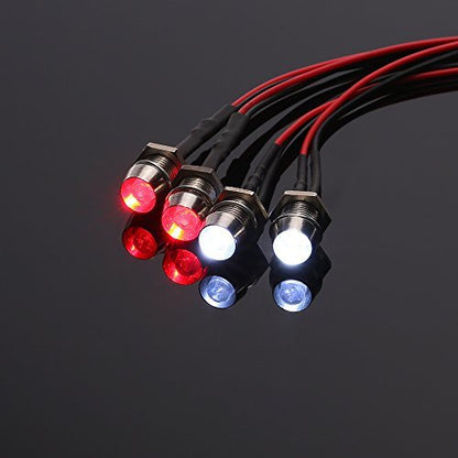 OGRC 4Pcs RC LED Lights Kit Accessories RC Headlights/Taillight Kit Accessories for 1/10 1/8 Modes for Traxxas HSP Redcat RC4WD Tamiya ARRMA Axial SCX10 D90 HPI HSP RC Car（2 White+2 Red） | RC Light for Traxxas Tamiya ARRMA HSP Redcat Axial SCX10 1/10 RC C