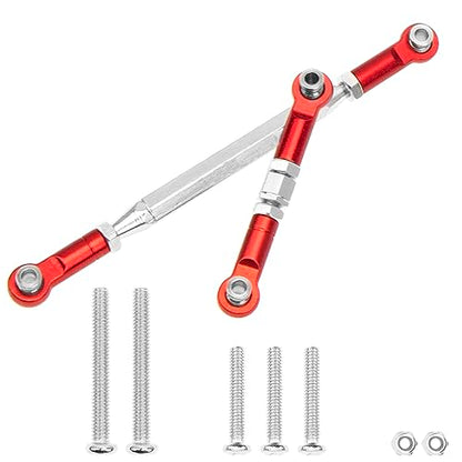 Metal Adjustable Turnbuckles Camber Links Pull Rod Steering Servo Linkages Tie Rod Compatible with MN Model MN D90 99S MN90 1/12 RC Crawler Car (Red) - color: Red