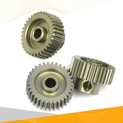 64P Pinion Gear 3.175mm Shaft 7075 Aluminum Alloy Motor Gears,0.6 Metric Pitch 33 34 35T with 1/8 Hole Pinion Gear Compatible with 1/10 Arrma HPI Kyosho Losi Axial Traxxas Tamiya RC Car - size: 33 34 35T