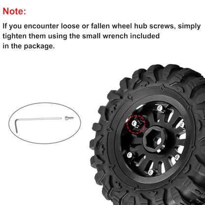 LRFHL 1.3" Beadlock Wheel Tires Aluminum for SCX24 TRX4M, 4PCS, Silver | Upgraded 1.45-inch Wheel, 1/24 SCX24 1/18 TRX4M RC Crawler Car Upgrade - color: Black Tires+ Silver Wheels-3