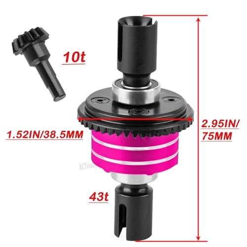 RC 43T/10T Front&Rear Diff Gear Differential Upgrades Part for 1/8 Kraton,Outcast,Notorious,Talion 6s BLX/EXB,1/7 Big Rock,Fireteam,Mojave 6s BLX,Pink - color: Pink-(upgrades）