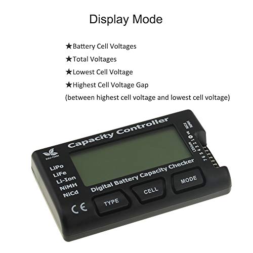 SoloGood RC Digital Battery Capacity Checker Tester Cellmeter 7 RC Battery Voltage Tester for LiPo/Li-ion/Nicd/NiMH Cell Meter Battery Checker Tester