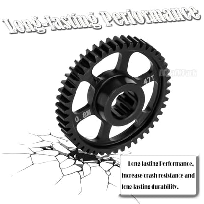 Steel 47T 0.8Mod Main Gear Upgrades Part for 1/16 Mini Maxx 4WD RTR Brushless Monster Truck Mini XRT,RC Spur Gear 0.8 Module 47 Tooth for 1/16 Mini Maxx BL-2s/Mini XRT VXL-3s,Replace 10761