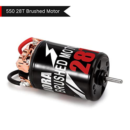 INJORA 550 Brushed Motor Waterproof 3-Slot 28T Motor for 1/10 Scale RC Car Crawler Truck Buggy Axial SCX10 AXI03007 JL 90046 TRX4 TRX6 (INM09) - size: 28T