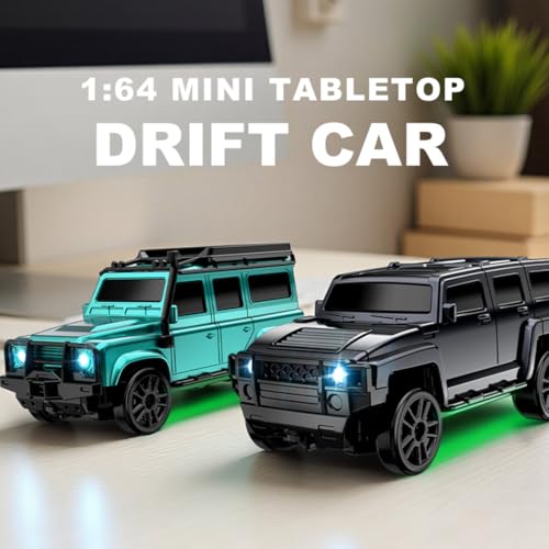 1/64 4WD Mini RC Off-Road Drift Car, 2.4G Crawler Vehicle with LED | High Speed Brushless Motor, Dual-Speed Mode, 30m Control Distance, Gift for RC Enthusiasts - color: Turquoise