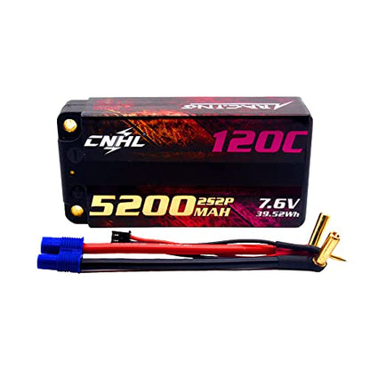 CNHL 2S Shorty Lipo Battery 5200mAh 120C 7.6V High Voltage Hard Case with EC3 Plug for RC Car Airplane Truck 1/8 1/10 RC Vehicles