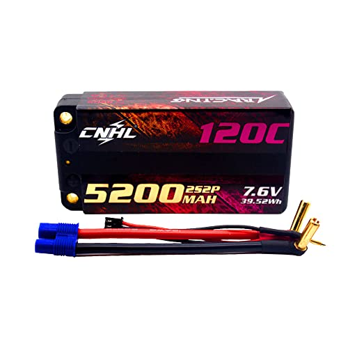 CNHL 2S Shorty Lipo Battery 5200mAh 120C 7.6V High Voltage Hard Case with EC3 Plug for RC Car Airplane Truck 1/8 1/10 RC Vehicles