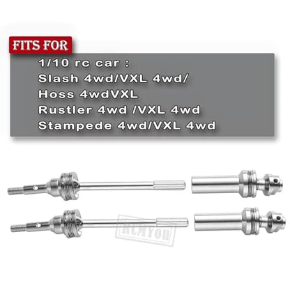 RC Stainless Steel Drive Shaft CVD Upgrades - 4PCS Axles with Hex, Silver for Slash VXL 4x4, Rustler, Stampede, Hoss 4WD - style: Silver w/Blue for 1/10 Traxxas 4wd