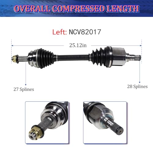 Maxfavor CV Axle Shaft Assembly fit for 2007-2011 Dodge Caliber, | 2007-2017 Jeep Compass Patriot, Automatic CVT Trans FWD (Front Wheel Trans), CV Axle Front Passenger Driver