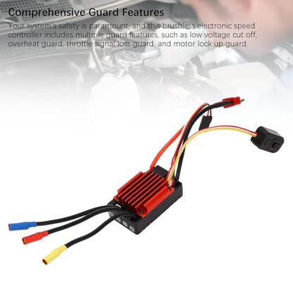 GOWENIC RC Brushless Sensor ESC, Brushless Electronic Speed Controller, Rain Proof ESC for 1/10 RC Trucks Buggies, Quad, Multi Guard