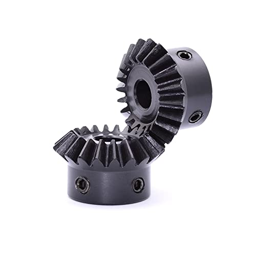 2 Pcs 1M 20 Teeth 5/6/8mm Shaft Hole Tapered Bevel Gear 1:1# 45 Steel 1 Module 90 Degree Steering Gear with M3 Fixing Hole (6 mm) - size: 6mm