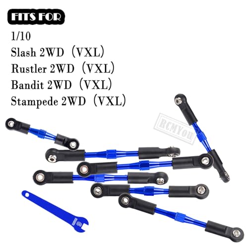 Aluminum Turnbuckles Camber Links Upgrades Part for 1/10 Slash 2WD/Stampede 2WD/Rustler 2WD/Bandit 2WD, Alloy Turnbuckles Camber Links Hops Up,Navy Blue - color: Navy Blue for Rustler 2wd