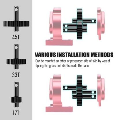 GLOBACT 30% OD Transmission Set with Delrin Spur Gear for Axial SCX10 Capra | Forward Motor Mount Set