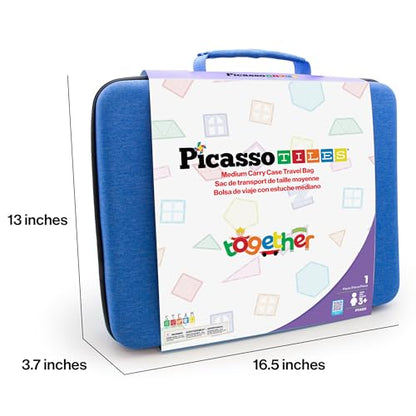 PicassoTiles Toy Storage Travel Case Organizer Bag for Kids Magnetic Tiles | water-resistant Oxford cloth material, durable rubber handle, strong zipper, zippered mesh pocket, drop-proof edges