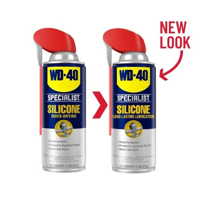 WD-40 Specialist Silicone Lubricant with SMART STRAW SPRAYS 2 WAYS, 11 OZ - size: 1-Pack, style: 11 Oz