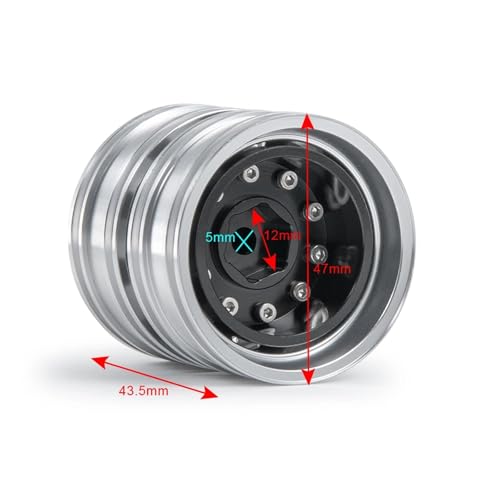 RC Car Toys Parts for Tamiya 1/14 Aluminum Alloy Front Rear Wheels Rims Hubs Set 6x6 8x8 RC Tractor Truck Trailer Car Accessories(8x8) - size: 8x8