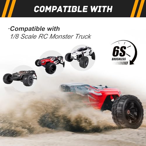 Preglued 17mm Hex RC Truck Tires and Wheels for 1/8 Scale Arrma Kraton Notorious 6s Traxxas Maxx Sledge E-Revo 2.0 Redcat Racing Kaiju HPI Savage Monster Truck Replacement