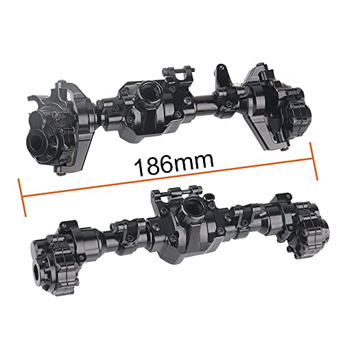 Aluminum Alloy Front and Rear Axle Housing Set for 1/10 Traxxas TRX4 RC Crawler Car, Replace Original Plastic Axles Housing (Black) - color: Black