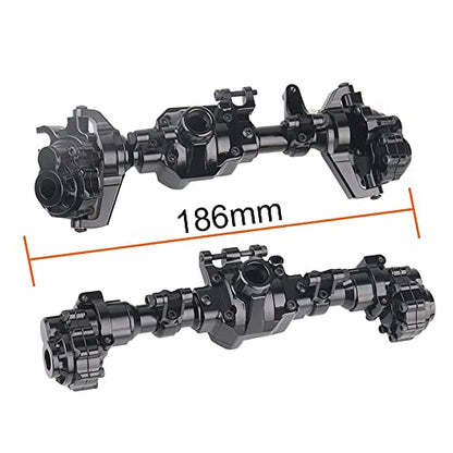 Aluminum Alloy Front and Rear Axle Housing Set for 1/10 Traxxas TRX4 RC Crawler Car, Replace Original Plastic Axles Housing (Black) - color: Black