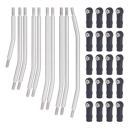 for Axial for SCX10 II 90046 1/10 RC Crawler Car Upgrade Parts 10Pcs Steel Links Rod Set with Ball End 313/324mm Wheelbase RC Links Linkage(324mm) - size: 324mm