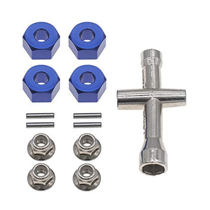4Pcs Aluminum 12mm hex hubs Wheel adapters 7mm Thickness & M4 Flanged Lock Nuts for Traxxas 1/10 Stampede Slash 4x4 RC Car etc