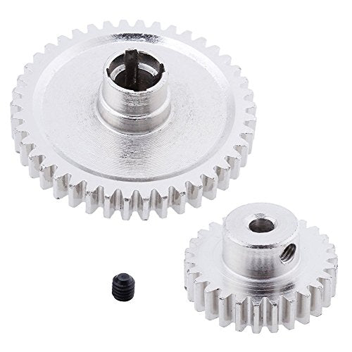HobbyPark Metal Diff Differential Main Gear 42T & Motor Pinion Gear 27T Set for WLtoys A959-B A969-B A979-B K929-B 1/18 Scale RC Car Upgrade Parts (Sliver)