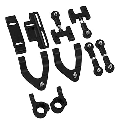 Upper & Lower Swing Arm Wheel Hex Adapter Steering Block Swing Arm Mount Steering Cup w/Bearing Set Compatible with WPL D12 1/10 RC Car Upgrade Part (Black) - color: Black