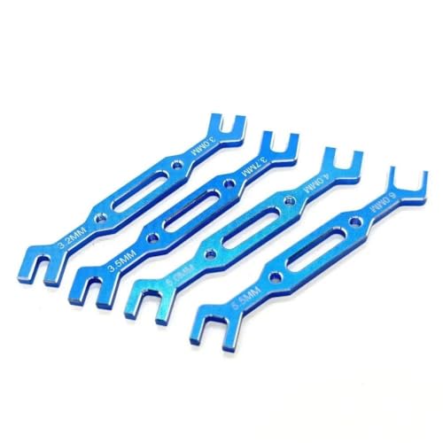 RC Car 4Pcs Wrench 3/3.2/3.5/3.7/4/5/5.5/6Mm Turnbuckle Nut Ball End Joint Remover Universal Tool Upgrade Parts RC Car Repair Kit - color: Blue