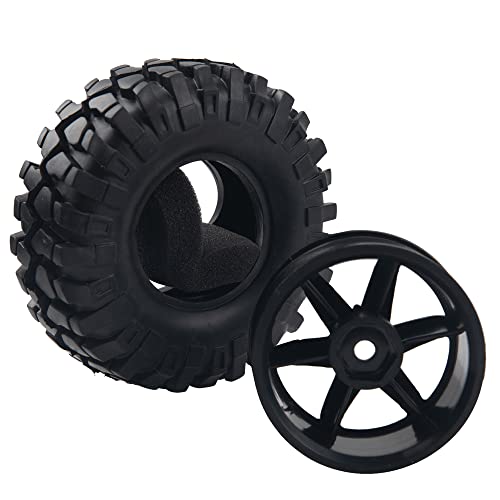 6-Spoke 1.9" Rubber Tires 108mm Wheels & 12mm Hex Hub Wheel Rims Compatible with 1/10 Axial D90 SCX10 CC01 TF2 RC Off-Road Climbing Crawler Car