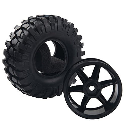 6-Spoke 1.9" Rubber Tires 108mm Wheels & 12mm Hex Hub Wheel Rims Compatible with 1/10 Axial D90 SCX10 CC01 TF2 RC Off-Road Climbing Crawler Car