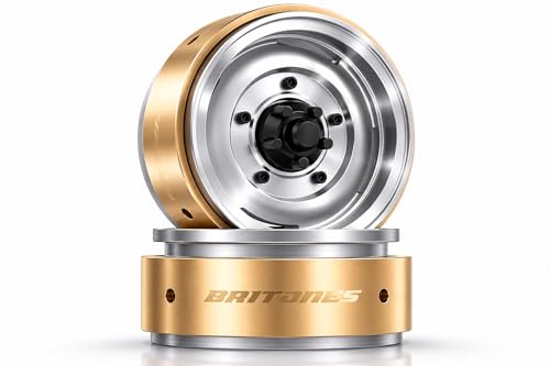 1.9" Aluminum Beadlock 4-Slot Road Wheels with Brass Weights for 1/10 RC Crawler Upgrade, Compatible with FMS FCX10, SCX10,TRX4,TRX6(2pcs) Silver - color: Silver