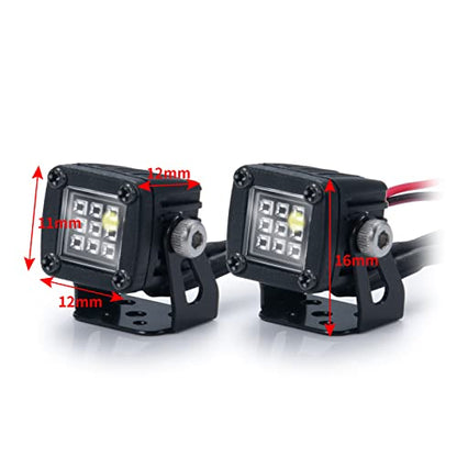 RC Car LED Lights Headlights Headlamp Square Lens Spotlight 2PCS Compatible with 1/10 RC Crawler Car TRX4 TRX6 Axial SCX10 90046 RR10 D90 Upgrades Parts (A-Striped) - color: A-Striped