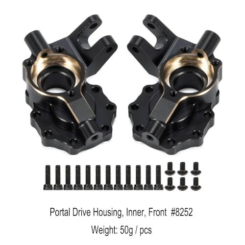 TRX4 Brass Counter Weight Black Coating Front Rear Portal Axle Housing Set Portal Cover Kit for 1/10 RC Crawler TRX6 TRX-4 Bronco Defender Upgrade Parts (Front Rear Kit B)