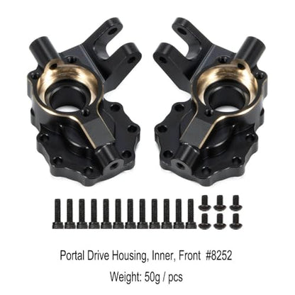 TRX4 Brass Counter Weight Black Coating Front Rear Portal Axle Housing Set Portal Cover Kit for 1/10 RC Crawler TRX6 TRX-4 Bronco Defender Upgrade Parts (Front Rear Kit B)