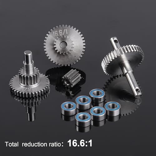 16.6:1 Stainless Steel Transmission Gear for TRX4M Stock Overdrive Gears Pinion Set Replacement 1/18 RC Crawler Truck - size: 16.6:1