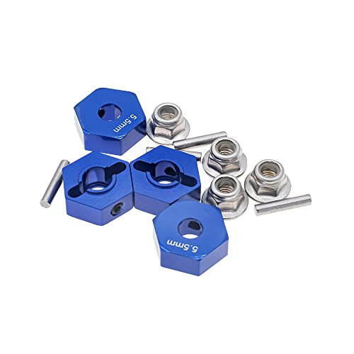 4Pcs Aluminum 14mm hex hubs Wheel adapters 6mm Thickness & M4 Flanged Lock Nuts for Arrma 1/10 Granite 4X4, Big Rock, Senton- Replacement of AR310871