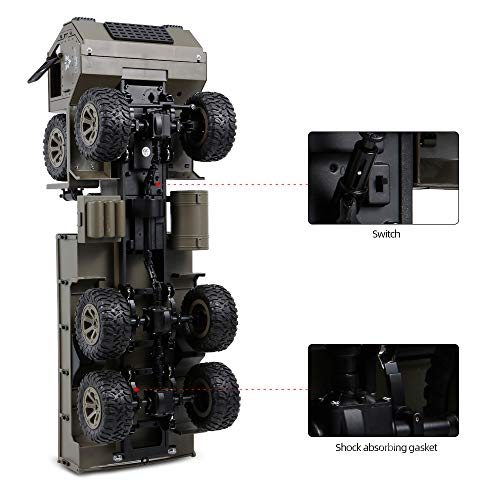 GoolRC RC Military Truck, 1:12 Scale 6WD Remote Control Car, 2.4GHz Army Cars All Terrain Off-Road Truck, Electric Toy Vehicle Gift for Adults