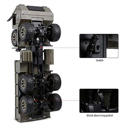 GoolRC RC Military Truck, 1:12 Scale 6WD Remote Control Car, 2.4GHz Army Cars All Terrain Off-Road Truck, Electric Toy Vehicle Gift for Adults