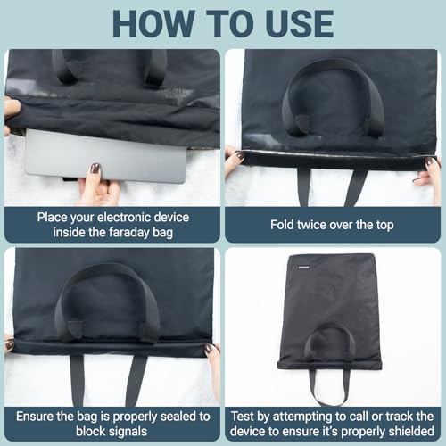 Faraday Bag 15.5×10 Inch, Signal Blocking for Electronics | Anti-Tracking Faraday Cage with Handle EMP Protection Bag for Laptops Tablets Phones Car Keys - size: 15.5X10