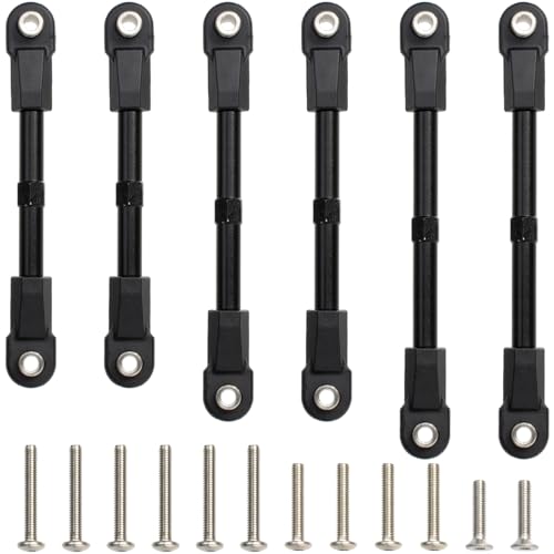 6Pcs Adjustable Aluminum Turnbuckles Camber Links Set for Traxxas Slash 4X4 2WD / Rustler/Stampede/Hoss/Bandit 1/10 RC Short Course Trucks Replacement Upgrade Accessories (Black) - color: Black