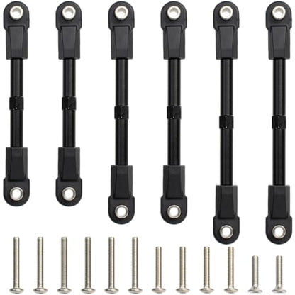6Pcs Adjustable Aluminum Turnbuckles Camber Links Set for Traxxas Slash 4X4 2WD / Rustler/Stampede/Hoss/Bandit 1/10 RC Short Course Trucks Replacement Upgrade Accessories (Black) - color: Black