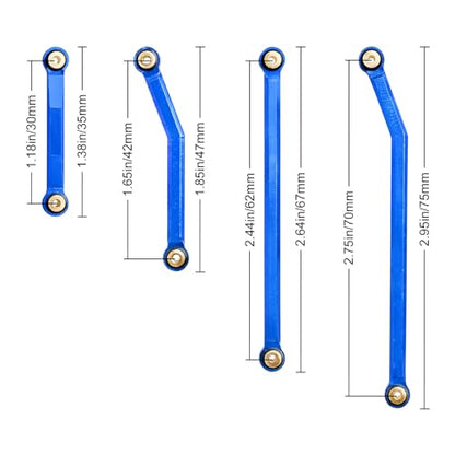 Hobbypark High Clearance Links Set Aluminum Upgrades Linkage for Axial SCX24 Deadbolt AXI90081 B17 Upgrades 1/24 RC Crawler Car (Blue) - color: Blue