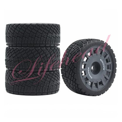 Lifehead 67mm RC On-Road Rally Car Tires and Wheels for 1/10 RC On-Road Touring Drift Car HSP Tamiya XV01 TT01 TT02B HPI Kyosho FAZER MK2 /12mm Hex - color: Grey a