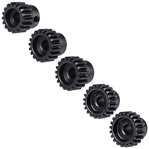 32P Hardened Steel Upgrade Pinion Gear Set: 17T 18T 19T 20T 21T fit 5mm RC Motor Shaft (Work with Steel Spur Gear) for RC Cars, Set of 5 - size: 17T&18T&19T&20T&21T