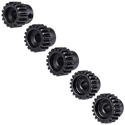 32P Hardened Steel Upgrade Pinion Gear Set: 17T 18T 19T 20T 21T fit 5mm RC Motor Shaft (Work with Steel Spur Gear) for RC Cars, Set of 5 - size: 17T&18T&19T&20T&21T